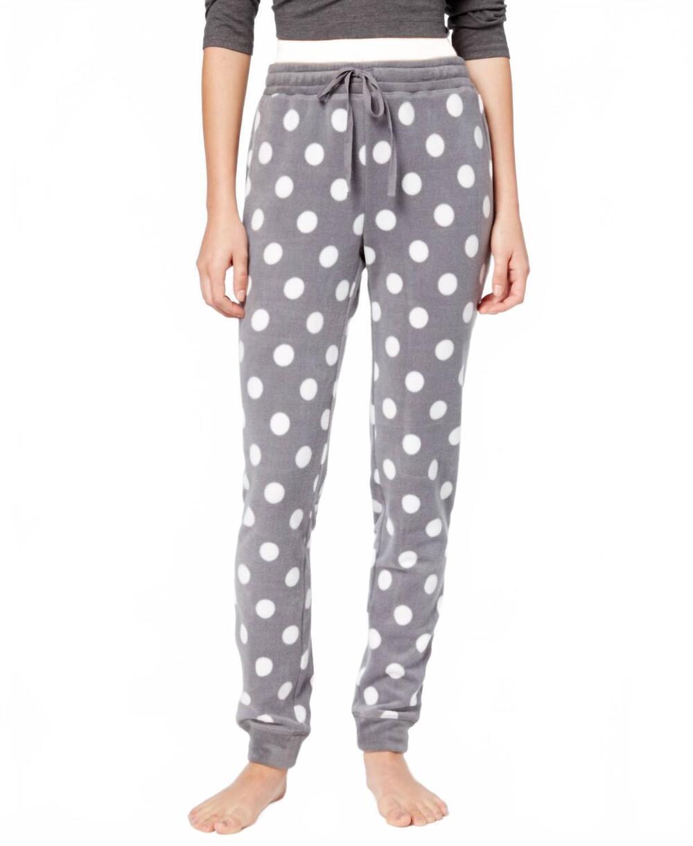 NEW JENNI BY JENNIFER MOORE women's printed jogger pajama pants in gray dots